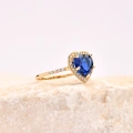 14K Gold Heart Cut Sapphire Ring, Sapphire Engagement Ring, Anniversary Engagement Ring