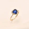 14K Gold Heart Cut Sapphire Ring, Sapphire Engagement Ring, Anniversary Engagement Ring