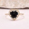 14 Ayar Altın Kalp Kesim Siyah Oniks Yüzük