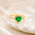 14K Solid Gold Emerald Heart Ring, Elegant & Sparkling Design