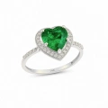 14K Solid Gold Emerald Heart Ring, Elegant & Sparkling Design