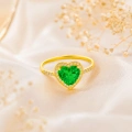 14K Solid Gold Emerald Heart Ring, Elegant & Sparkling Design