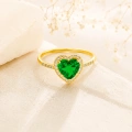 14K Solid Gold Emerald Heart Ring, Elegant & Sparkling Design