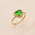 14K Solid Gold Emerald Heart Ring, Elegant & Sparkling Design