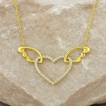 14 Ayar Altın Kanatlı Kalp Kolye
