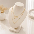 14K Solid Gold Layered Heart Necklace