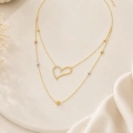 14K Solid Gold Layered Heart Necklace