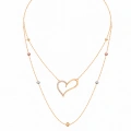 14K Solid Gold Layered Heart Necklace