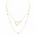 14K Solid Gold Layered Heart Necklace