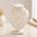 14K Solid Gold Layered Heart Necklace