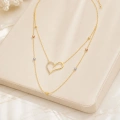 14K Solid Gold Layered Heart Necklace