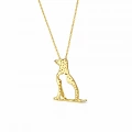 14K Solid Gold Cat & Dog Necklace – Animal Lover Pendant