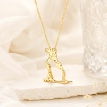 14K Solid Gold Cat & Dog Necklace – Animal Lover Pendant
