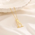 14K Solid Gold Cat & Dog Necklace – Animal Lover Pendant