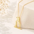 14K Solid Gold Cat & Dog Necklace – Animal Lover Pendant