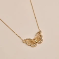 14K Gold Butterfly Necklace, Gold Minimalist Luck Necklace, Elegant Wings Necklace