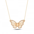 14K Gold Butterfly Necklace, Gold Minimalist Luck Necklace, Elegant Wings Necklace