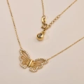 14K Gold Butterfly Necklace, Gold Minimalist Luck Necklace, Elegant Wings Necklace