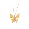 14K Gold Butterfly Necklace, Tiny Butterfly Luck Necklace