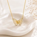 14K Solid Gold Butterfly Necklace – Elegant Wings Pendant & Minimalist Lucky Jewelry