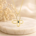 14K Solid Gold Butterfly Necklace – Elegant Clover Necklace, Minimalist Luck Jewelry