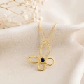 14K Solid Gold Butterfly Necklace – Elegant Clover Necklace, Minimalist Luck Jewelry