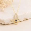 14K Solid Gold Butterfly Necklace – Elegant Clover Necklace, Minimalist Luck Jewelry