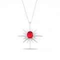 14 Ayar Altın Kutup Yıldızı Yakut Kolye
