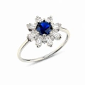 14K Solid Gold Blue Sapphire Baguette Ring
