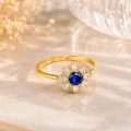 14K Solid Gold Blue Sapphire Baguette Ring