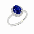 14 Ayar Altın Mavi Safir Oval Yüzük