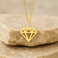 14K Solid Gold Diamond Design Necklace