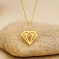 14K Solid Gold Diamond Design Necklace