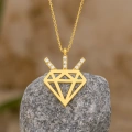 14K Solid Gold Diamond Design Necklace