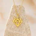 14K Solid Gold Diamond Design Necklace