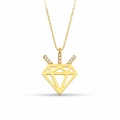 14K Solid Gold Diamond Design Necklace