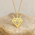 14K Solid Gold Diamond Design Necklace