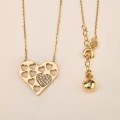 14K Gold Tiny Heart Love Necklace, Elegant Jewelry for Women, Gift for Girlfriend