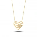 14K Gold Tiny Heart Love Necklace, Elegant Jewelry for Women, Gift for Girlfriend