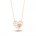 14K Gold Tiny Heart Love Necklace, Elegant Jewelry for Women, Gift for Girlfriend