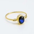 14K Solid Gold Oval Cut Sapphire Ring