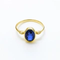 14K Solid Gold Oval Cut Sapphire Ring