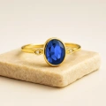 14K Solid Gold Oval Cut Sapphire Ring