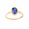 14K Solid Gold Oval Cut Sapphire Ring