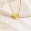 14K Solid Gold Tiny Daisy Necklace