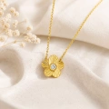 14K Solid Gold Tiny Daisy Necklace