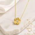 14K Solid Gold Tiny Daisy Necklace