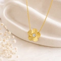 14K Solid Gold Tiny Daisy Necklace