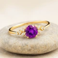 14K Solid Gold Minimal Amethyst Ring