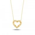 14K Gold Minimalist Heart Necklace, Dangling Gold Love Jewelry